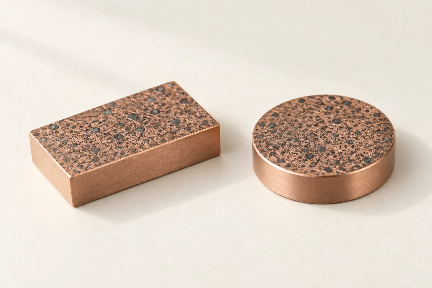 Rectangular and circular copper-diamond composite samples