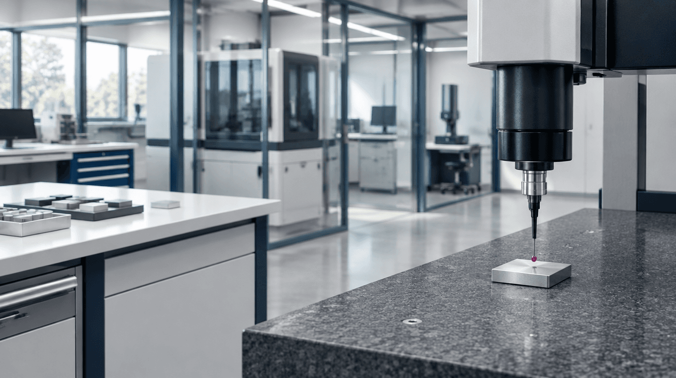 Precision materials laboratory concept showing processing and inspection equipment